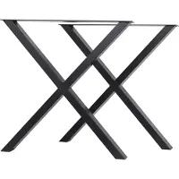 MetaloPro Pieds de table Belaga Lite – 2 pieds métalliques noirs en forme de X, design industriel minimaliste pour tables à manger et bureaux modernes, 72 cm