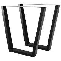MetaloPro Pieds de table Atria Lite – 2 pieds trapézoïdaux en métal noir en forme de U pour tables modernes et minimalistes destinées à la maison ou au bureau, 72 cm