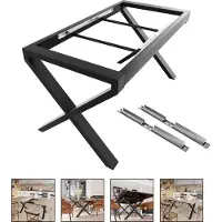 MetaloPro Belaga Split : pieds de table en métal, piètements de table stables, pieds de table noirs à rallonge, piètements de table pour salle à manger