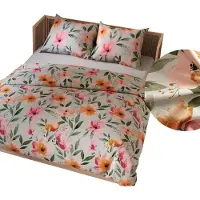 MARKIZETA HOME Linge de lit, parure de lit en satin de coton 160 x 200 cm Floralis Fleurs multicolores
