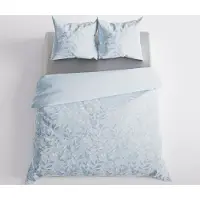 MARKIZETA HOME Linge de lit, parure de lit en satin de coton, haute qualité 200x220 Lilu Bleu, feuilles