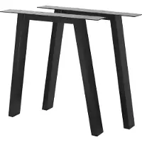 MetaloPro Pieds de table Thusia Lite – 2 pieds de table métalliques noirs de forme trapézoïdale pour tables à manger et bureaux modernes et minimalistes, 72 cm