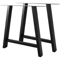 MetaloPro Pieds de table Thusia Lite A – 2 pieds de table métalliques noirs de forme trapézoïdale A pour tables à manger, bureaux et tables de réunion modernes, 72 cm