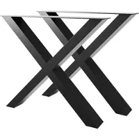 MetaloPro Pieds de table Belaga Lite Extreme – Pieds métalliques robustes en X, noir, design industriel moderne pour table à manger et bureau, 72 cm
