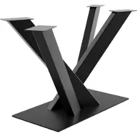 MetaloPro Mikado : pied de table métallique noir, piètement central, pour des plateaux pouvant peser jusqu'à 150 kg, table à manger, table basse, table de salon, salon industriel et moderne