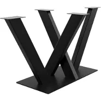 MetaloPro Mikado : pied de table métallique noir, piètement central, pour des plateaux pouvant peser jusqu'à 150 kg, table à manger, table basse, table de salon, salon industriel et moderne