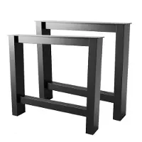MetaloPro Pieds de table Etamin Lite Extreme A – 2 pieds métalliques robustes noirs en forme de A rectangulaire pour tables à manger, de travail et de conférence modernes