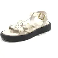 Wonders pour femme. AB-1567 Sandales en cuir beige Mousse (42), Plat, Boucle, Casuel