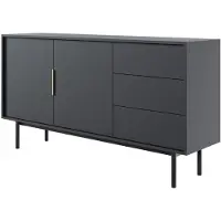 Selsey Viviaro - Buffet 2 portes avec 3 tiroirs, noir, 154 cm