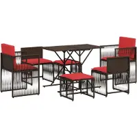 vidaXL Ensemble de salon de jardin 7 pièces avec coussins, en polyrotin marron