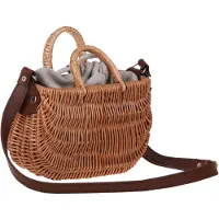 TheWickerStories Sac en osier tressé Sac tressé avec la bandoulière en cuir Sac féminin en osier Sac à bandoulière Sac de plage