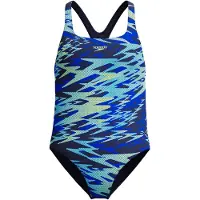 Speedo Hyperboom Print Medalist Swimsuit Bleu 12 Years Fille