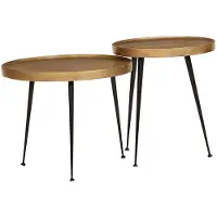 vidaXL Table basse 2 pcs. Golden Bois composite