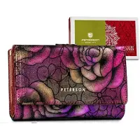 Peterson | Portefeuille en cuir naturel fleuri