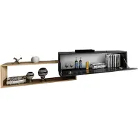 Lendo Meuble TV Vega, meuble TV élégant du fabricant, table RTV, armoire suspendue (couleur : noir / Wotan)