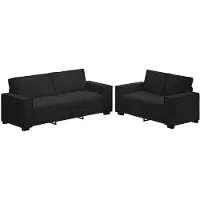 vidaXL Ensemble de canapés 2 pièces avec coussins Noir velours