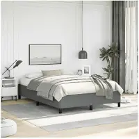 vidaXL Sommier sans matelas Gris foncé 137 x 190 cm Tissu