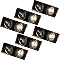 QAZQA Lot de 6 spots encastrés noirs GU10 AR70 sans bordure 2 lumières - Oneon