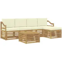 vidaXL Ensemble de canapés d'extérieur , 6 pièces, blanc et crème, 59 x 59 x 37 cm