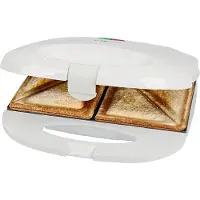 Clatronic Sandwichmaker für dreieckige Sandwichplatten Sandwichtoaster mit Antihaftbeschichtung Toa, Machine à panini, Blanc