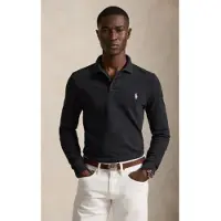Ralph Lauren pour homme. 710681126049 Polo en piqué Slim Fit à manches longues noir (L), Casuel, Coton, Manche longue