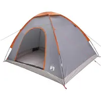 vidaXL Tente de camping avec auvent, gris et orange, 275 x 215 x 125 cm