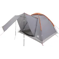 vidaXL Tente de camping grise et orange pour 4 personnes, en polyester et acier