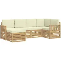 vidaXL Ensemble de canapés d'extérieur , 6 pièces, blanc et crème, en polyester