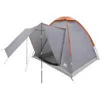 vidaXL Tente de camping grise et orange pour 2 personnes, en polyester et acier
