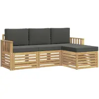 vidaXL Ensemble de canapés d'extérieur , 4 pièces, blanc et anthracite