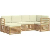 vidaXL Ensemble de canapés d'extérieur , 6 pièces, blanc et crème, en polyester