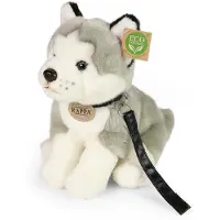 Rappa Chien husky en peluche avec laisse, 28 cm, ÉCOLOGIQUE