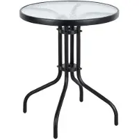 B2X Table de jardin table en verre trempé 60cm pour jardin terrasse balcon