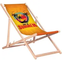 Greenblue Chaise longue classique en hêtre GB183 avec l'inscription « Enjoy The Summer »