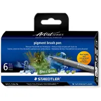 Staedtler Feutres de coloriage Pigment Arts Brush Pen Blues & Greens (6 x)