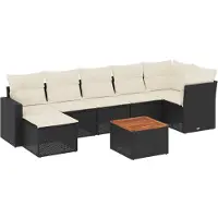 vidaXL Ensemble de jardin canapé 8 pièces avec coussins noir poly rotin