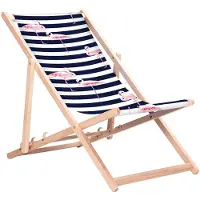 Greenblue Chaise longue classique en hêtre GB183 avec imprimé Flaming