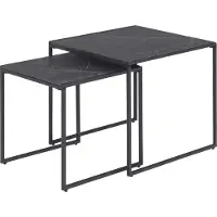 Actona Infinity Tables basses escamotables, 2 pièces, impression marbre noir.