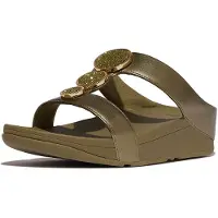 FitFlop Sandales Halo Bead-circle Metallic H-bar, vert et doré, taille 38 (EU), femme, vert et doré, taille 38 (EU)