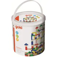 Goki Wooden Building Blocks in Tub - Colour, 100dlg.