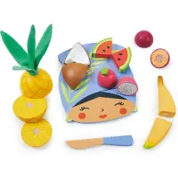 Tender Leaf Toys Jouet d'imitation - - Planche à découper Fruits tropicaux - 16 pièces - Bois - 24 mois+