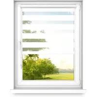 Time4blinds – Store Occultant sans Percage – Store Enrouleur – Adhésive, Cassette Aluminium – Blanc Classique, 1100x900, Gauche