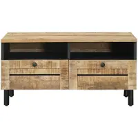 vidaXL Table basse marron et noire 80 x 54 x 40 cm en bois massif de manguier