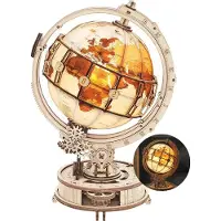 Robotime Puzzle 3D en bois globe lumineux - 20,3 x 16,7 x 29,3 cm - 1 pièce, décoration à la maison, décoration d’étagère,Cadeaux artisanaux pour adultes et adolescents,Jouets éducatifs