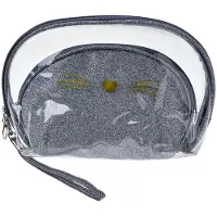 Clayre & Eef Juleeze Trousse de toilette pour femme Lot de 2 24x15 / 19x12 cm Argenté Polyuréthane Chat
