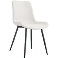 MODFU , ensemble de 4 chaises de salle à manger avec dossier, chaise de cuisine / fauteuil rembourré avec structure métallique et revêtement en PU, assises larges, couleur blanche