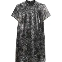 Superdry pour femme. W8012021A Robe à paillettes argentées (L), Fête, Polyester, Manche courte