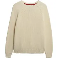Superdry pour femme. W6110672A Pull décontracté en tricot côtelé beige (S), Casuel, Coton