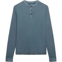 Superdry Lite Textured Grandad Long Sleeve T-shirt Bleu S Homme