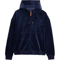 Superdry pour femme. W2012544A Sweatshirt Country Club Velour marine (S), Casuel, Polyester